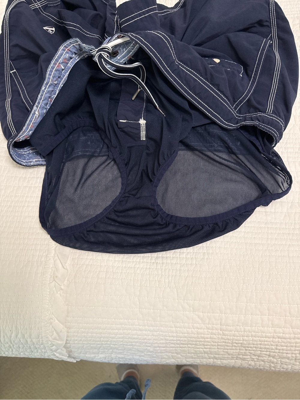 Cremieux Navy Swim Trunks XL Mesh Lined Preppy Coastal Beach Shorts - Picture 2 of 9